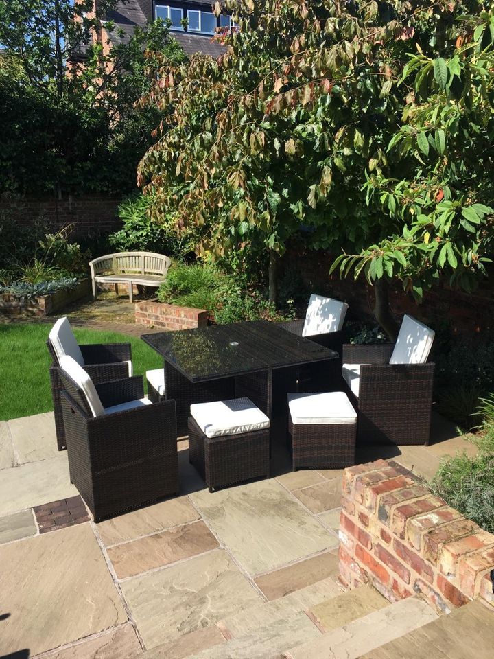 Harts Premium Rattan Dining Set, Cube 8 Seats Garden Patio Conservatory.