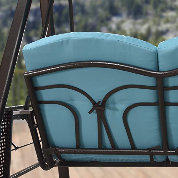 PURPLE LEAF 3-Seat Deluxe Outdoor Patio Porch Swing with Weather Resistant Steel Frame, Adjustable Tilt Canopy, Cushions and Pillow Included, Beige 74.4