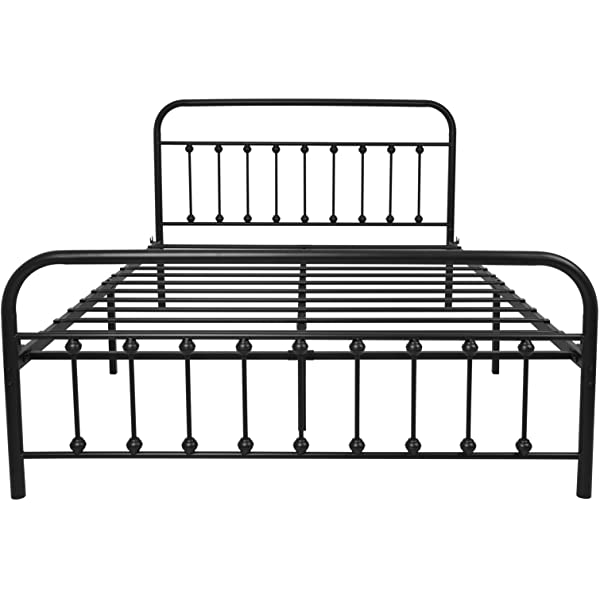 Black Metal Bed Frame Full Size with Headboard and Footboard Single Platform Mattress Base,Metal Tube and Iron-Art Bed（Full,Black） Full Black