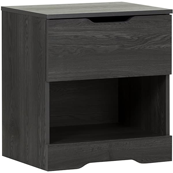 South Shore Trinity 1-Drawer Nightstand, Gray Oak with Cut-Out Handles