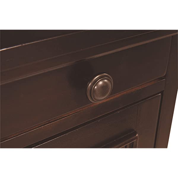 Signature Design by Ashley Tyler Creek Rustic Chair Side End Table with Pull-Out Tray & USB Ports, Brown Blackish Brown Table