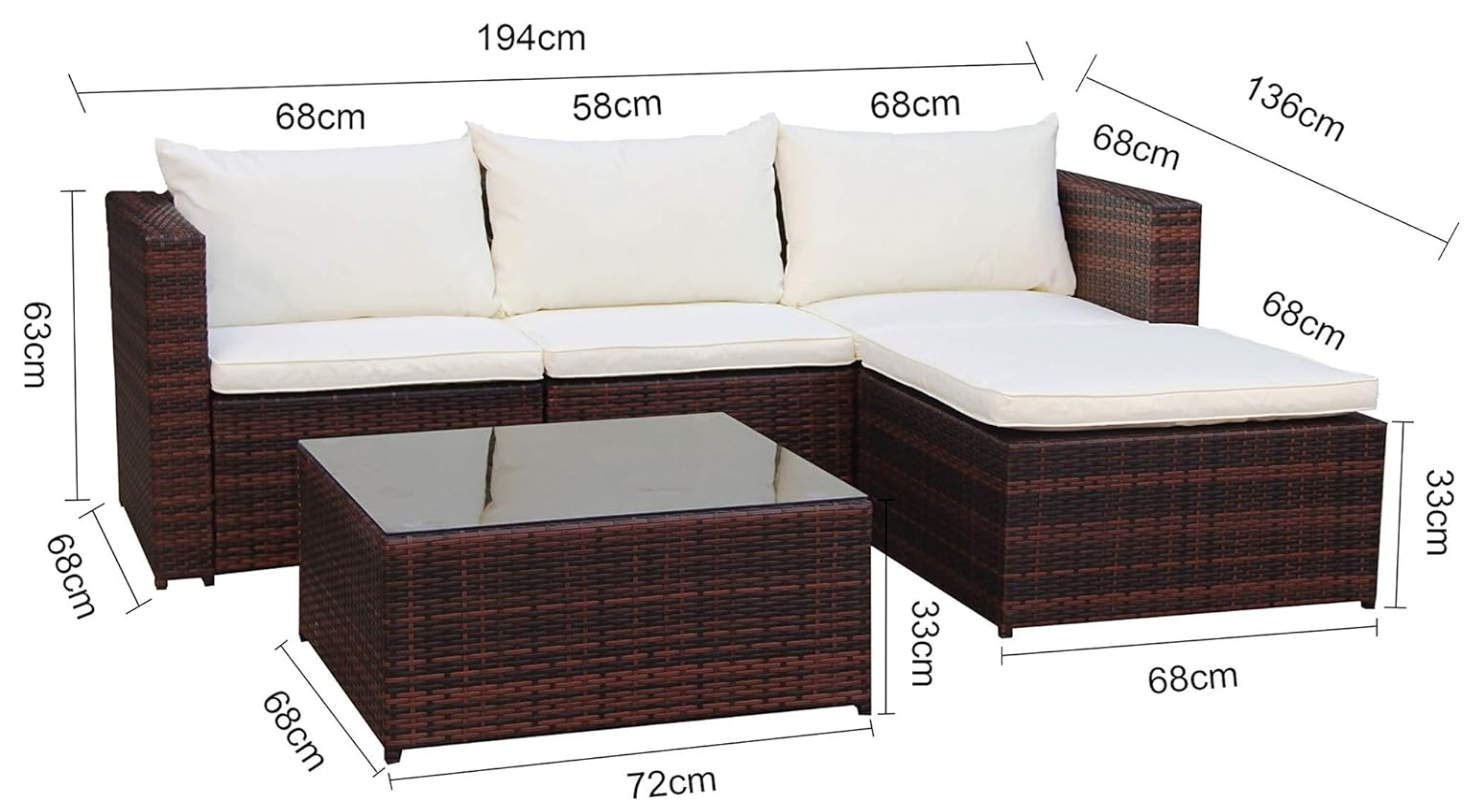 Outdoor Rattan Garden Furniture Set Malaga Conservatory Patio Sofa coffee table
