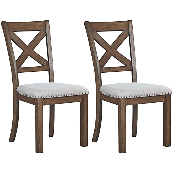 Signature Design by Ashley Dining Table, Sommerford, Summerford & Design - Sommerford Dining Side Chair - Set of 2 - Casual - Brown Upholstery - Black Wood Frame Sommerford Table + Dining Side Chair, Black Wood Frame