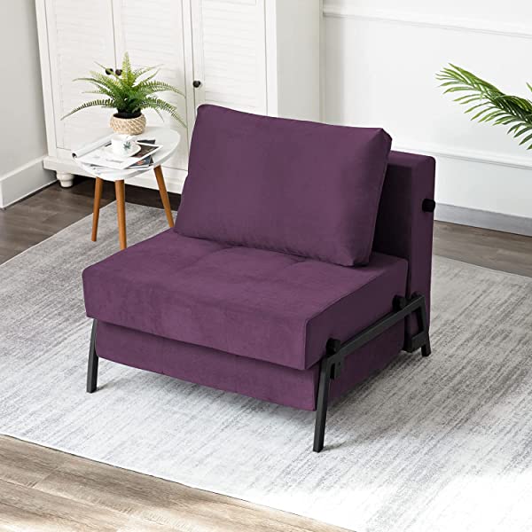 Vonanda Sofa Bed, Folding Velvet Sleeper Sofa, Modern Sleeper Chair Bed with Hidden Legs and Sturdy Frame for Small Living Space, Velvet Hunter Green