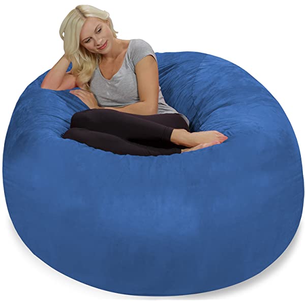 Chill Sack Bean Bag Chair: Giant 5' Memory Foam Furniture Bean Bag - Big Sofa with Soft Micro Fiber Cover - Navy Microsuede - Navy