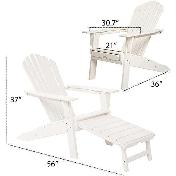 ResinTEAK All Weather Adirondack Chair with PULLOUT Ottoman | Adult-Size, Weather Resistant for Patio Deck Garden, Backyard & Lawn Furniture | Easy Maintenance (Grey))