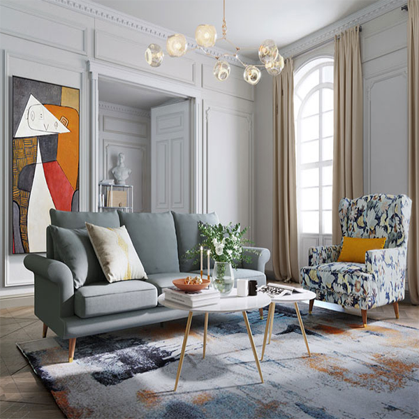 AVAWING Morden Accent chair, mid-century modern upholstered sofa chair, with rubber wood legs, comfortable linen fabric armchair with legs, suitable for living room, bedroom,