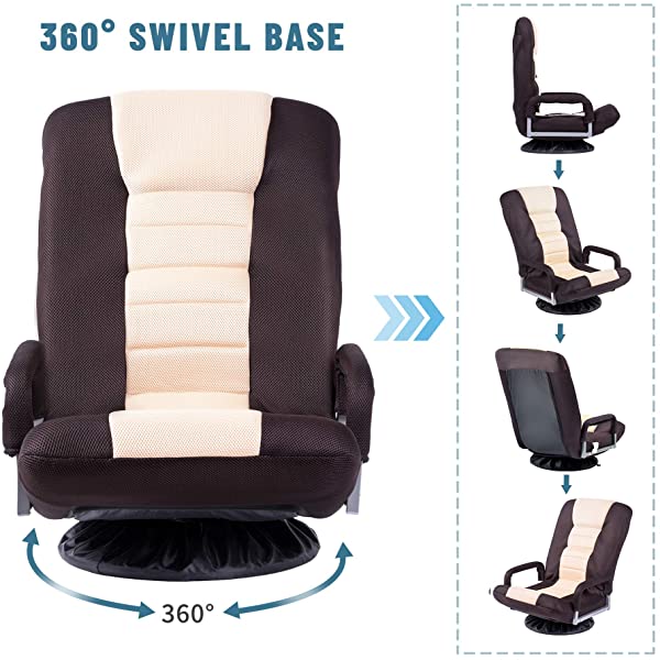 Harper&Bright Designs Folding Lazy Sofa Floor Chaise Lounge Chair Futon with Back Support, Beige