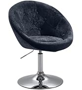 Evre Velvet Texture Round Height Adjustable Lounge Office Bar Swivel Chair With Backrest (Black)