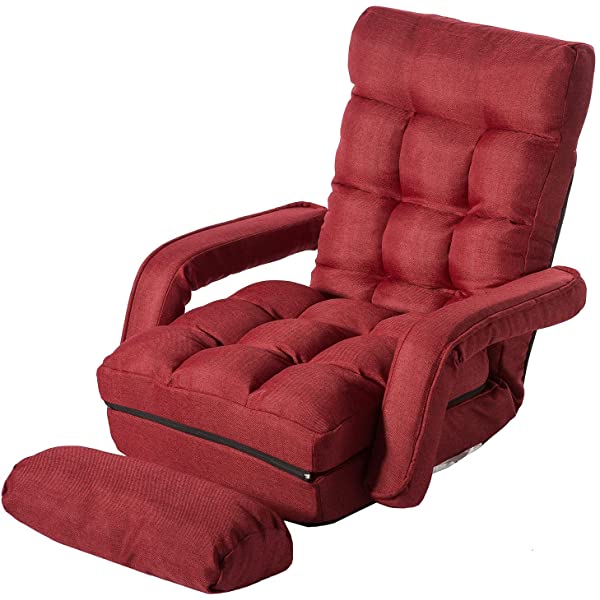 Harper&Bright Designs Folding Lazy Sofa Floor Chaise Lounge Chair Futon with Back Support, Beige