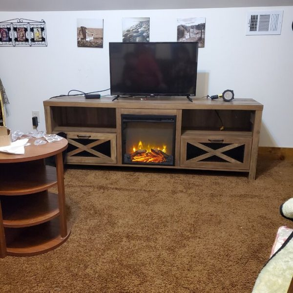 TV Stand for TVs up to 85′′ with Fireplace Included