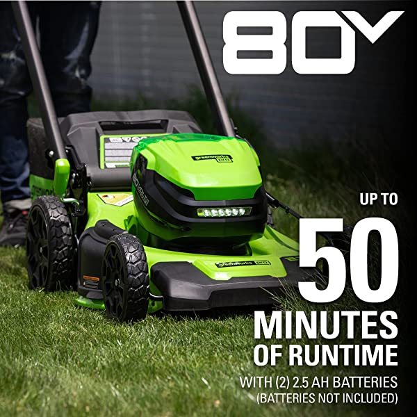 Greenworks Pro 80V 21 inch Cordless Push Lawn Mower, Includes Two 2Ah Batteries and Charger, GLM801601 (2) 2Ah Batteries Push