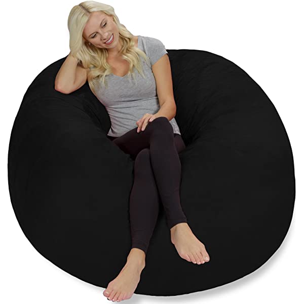 Chill Sack Bean Bag Chair: Giant 5' Memory Foam Furniture Bean Bag - Big Sofa with Soft Micro Fiber Cover - Navy Microsuede - Navy