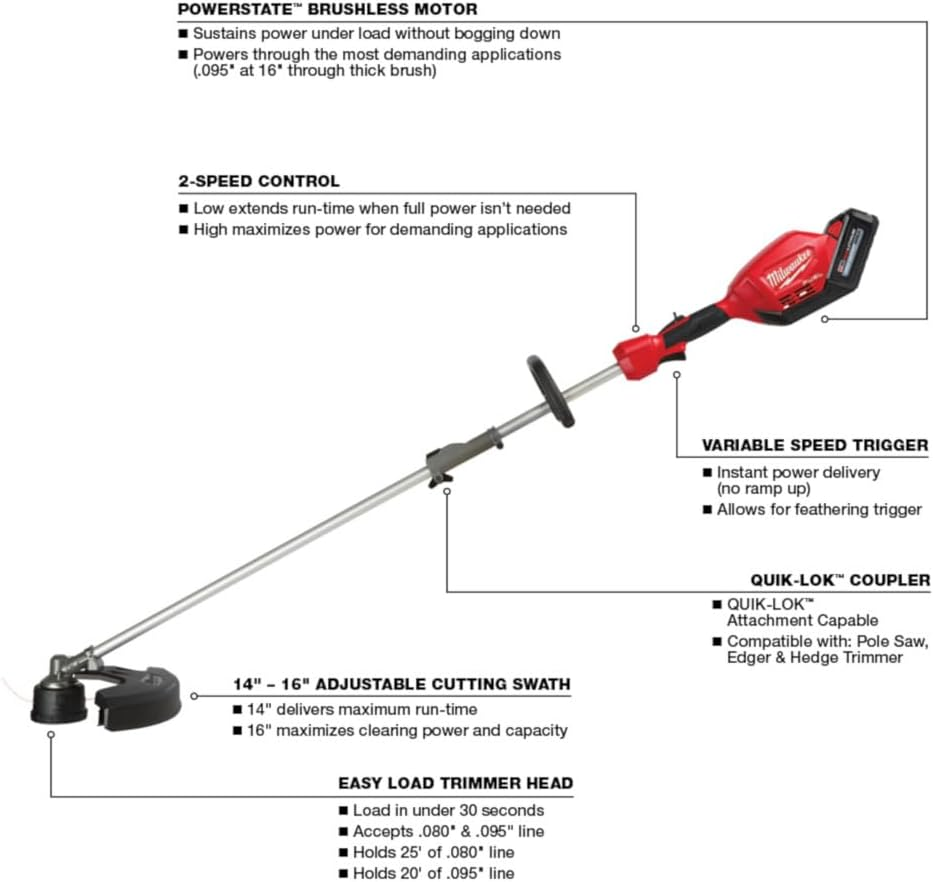 Milwaukee M18 FUEL Quik-Lok 3000-21 16 in. 18 V Battery Trimmer and Blower Combo Kit