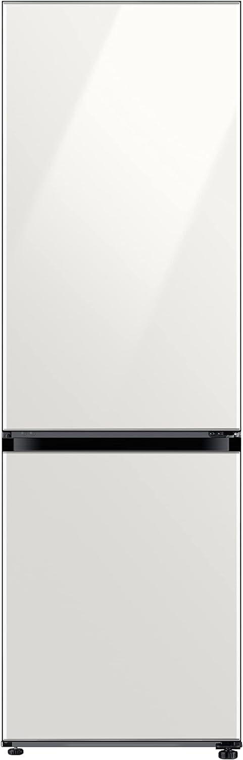 SAMSUNG 12.0 Cu Ft BESPOKE Compact Refrigerator w/ Bottom Freezer, Flexible Slim Design for Small Spaces, Even Cooling, Reversible Door, LED Lighting, Energy Star Certified, RB12A300631/AA, Gray Glass