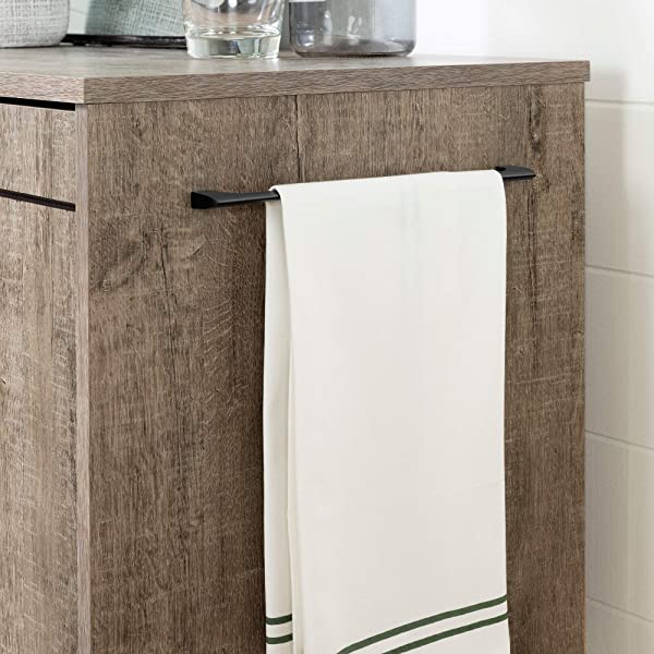 South Shore Bar Cabinet with Bottle and Glass Storage, Black Oak Black Oak Bar Cabinet