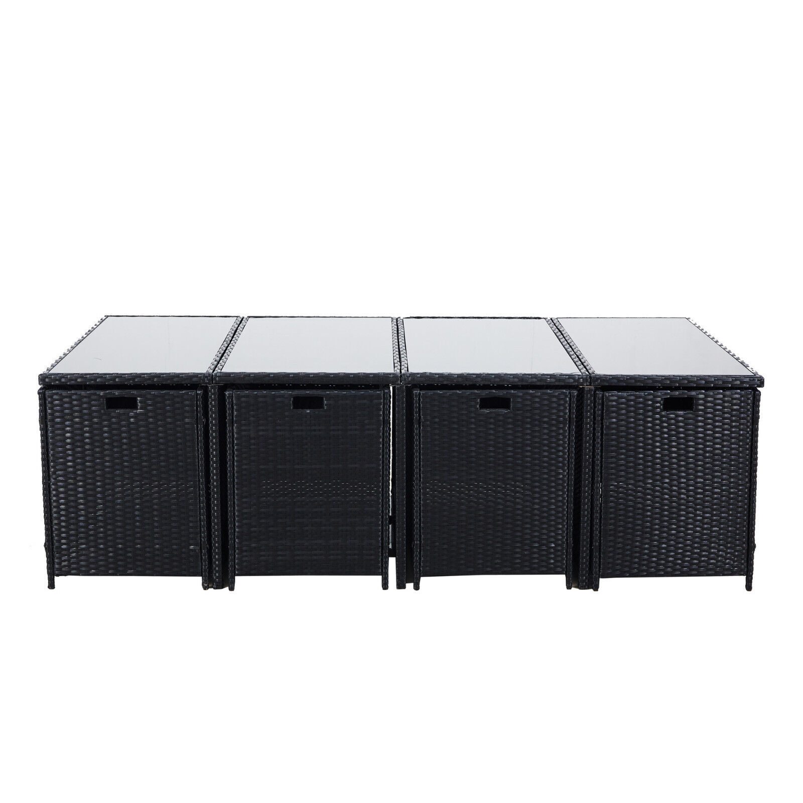 【Home&Garden】Meuble de Jardin en Poly rotin Lounge Outdoor Canapé Lounge Set Noir