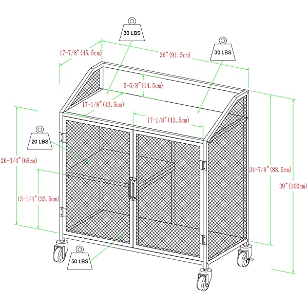 Walker Edison Malcomb Urban Industrial Metal Mesh Double Door Rolling Bar Cabinet, 33 Inch, Rustic Oak Rustic Oak 33 Inch