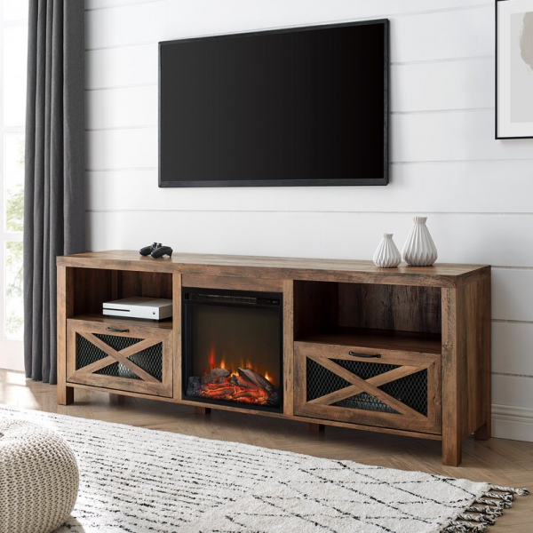 TV Stand for TVs up to 85′′ with Fireplace Included