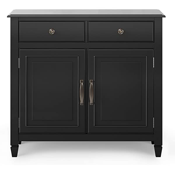 SIMPLIHOME Connaught SOLID WOOD 40 inch Wide Transitional Entryway Storage Cabinet in Dark Chestnut Brown, with 2 Drawers, 2 Doors, Adjustable Shelves