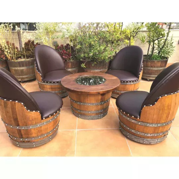 4-Chair Half-Barrel Lounge Set