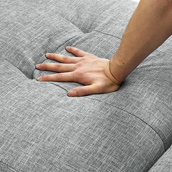 4-in-1 Sleeper Sofa Bed, HABITRIO Solid Wood Frame Polyester Upholstered Seating Couch w/A Pillow, Work As Ottoman, Single Chair, Sofabed and Chaise Lounge, Fit for Living Room, Bedroom (Grey)