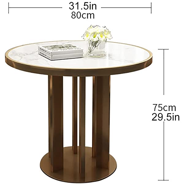HUAYIN Round Dining Table Set for 4, Dining Table Set with 4 Upholstered Chairs | Small Dining Table Set for Small Spaces Kitchen Modern Home for Cafe Restaurant,White