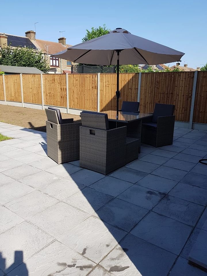 RayGar Deluxe 9 Piece 8 Seater Rattan Cube Dining Table Garden Furniture Patio Set (GreyGrey).