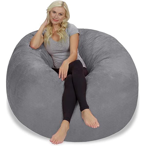 Chill Sack Bean Bag Chair: Giant 5' Memory Foam Furniture Bean Bag - Big Sofa with Soft Micro Fiber Cover - Navy Microsuede - Navy