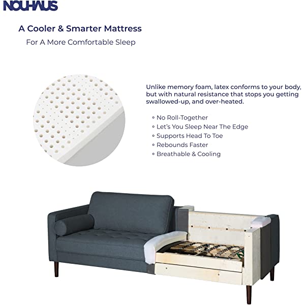 Nouhaus Module, Sleeper Sofa Bed Couch. 7ft Luxury Convertible Sofa Futon Bed with No Roll Together Latex. Ivory Woven Pull Out Bed for Bedroom Couch, Small Apartment Furniture Sofas or RV Couch Woven/Knit Ivory