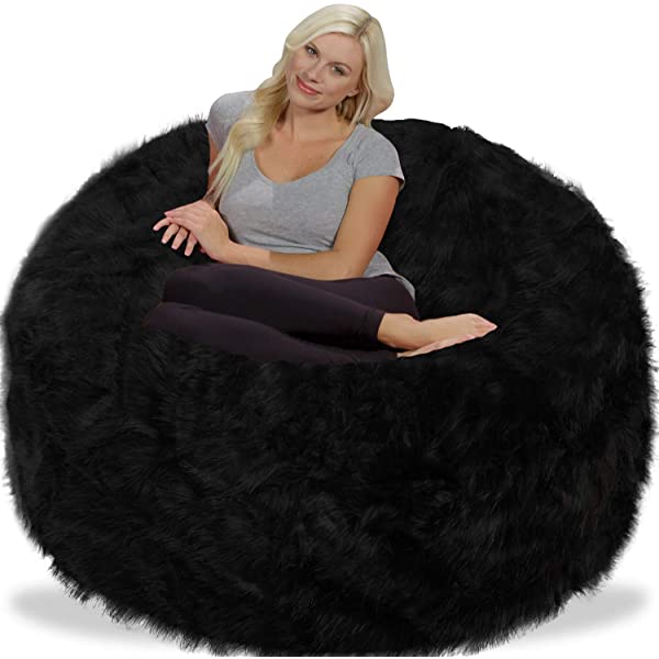Chill Sack Bean Bag Chair: Giant 5' Memory Foam Furniture Bean Bag - Big Sofa with Soft Micro Fiber Cover - Navy Microsuede - Navy