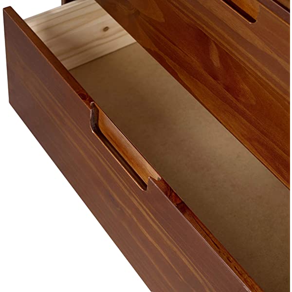Walker Edison Mid Century Modern Grooved Handle Wood Dresser Bedroom Storage Drawer Organizer Closet Hallway, 6 Drawer, Caramel Caramel 1 pack 6 Drawer