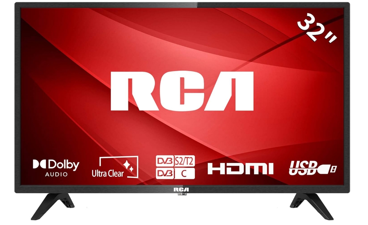 RCA 720P TV, Freeview HD Dolby Digital Audio DVB T2/S2 HD LED Backlighting Display TV, HDMI USB Earphone Output Media Player Monitor PS5 Xbox, Small TV for Bedroom Kitchen Black