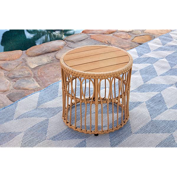 Quality Outdoor Living 65-YZ03HM Hermosa 3 Piece Chat Set, Tan Wicker + Linen Cushions 3-Piece Chat Set (Linen Cushions)