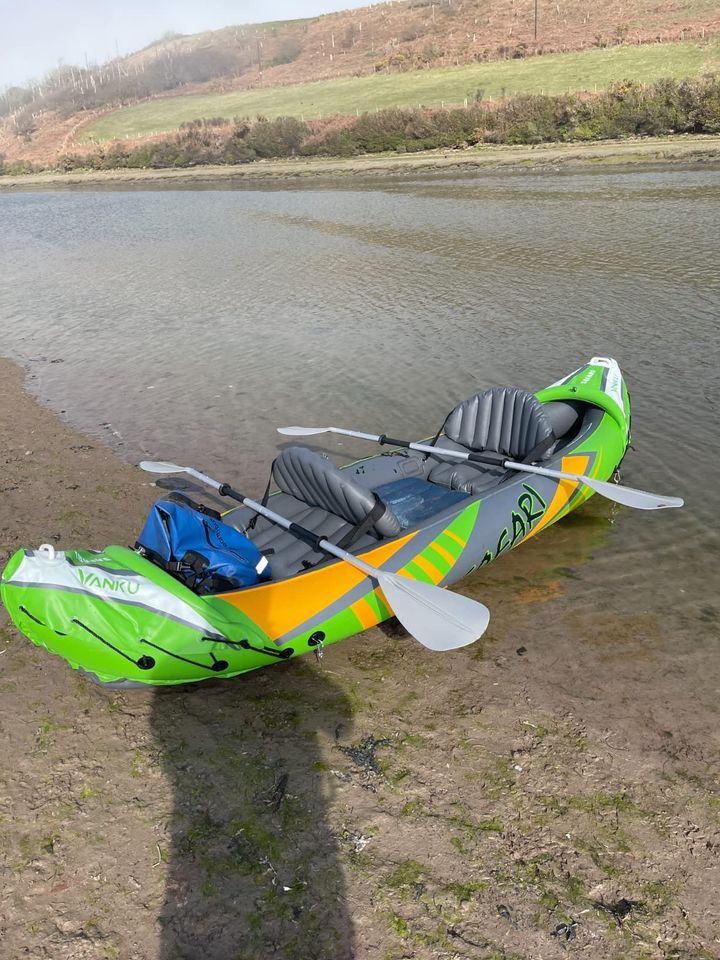 Inflatable Kayak 2 Person with Sun Canopy, for Lake, Rivers, Streams