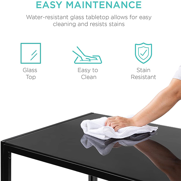 Best Choice Products 5-Piece Kitchen Dining Table Set for Dining Room, Kitchen, Dinette, Compact Space w/Glass Tabletop, 4 Faux Leather Metal Frame Chairs – Black