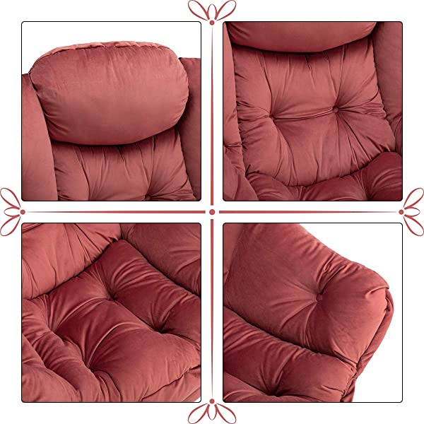 AbocoFur Modern Large Cotton Fabric Lazy Chair，Accent Contemporary Lounge Chair, Single Steel Frame Leisure Sofa Chair with Armrests and A Side Pocket, Beige