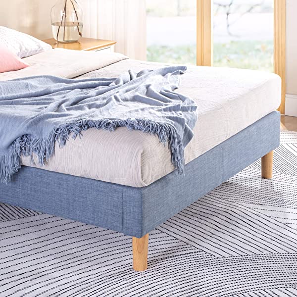ZINUS Lottie Upholstered Platform Bed Frame / Mattress Foundation / Wood Slat Support / No Box Spring Needed / Easy Assembly, Grey, Queen Grey Queen Standard