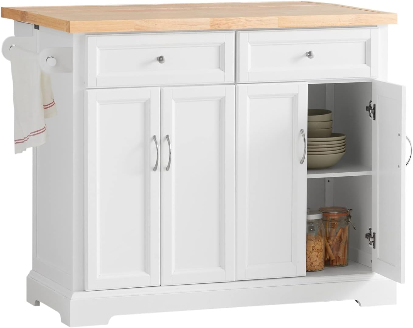SoBuy FKW71-WN, Extendable Kitchen Storage Trolley Kitchen Cabinet Cupboard Sideboard Kitchen Island